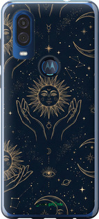 Силиконовый чехол Celestial Harmony: Sun & Moon Gold Mystic Pattern для Motorola One Vision - 6778u-1782 изображение 