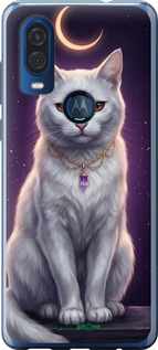 Силиконовый чехол Mystic White Cat Gothic Dark Purple Gold для Motorola One Vision - 6805u-1782 изображение 