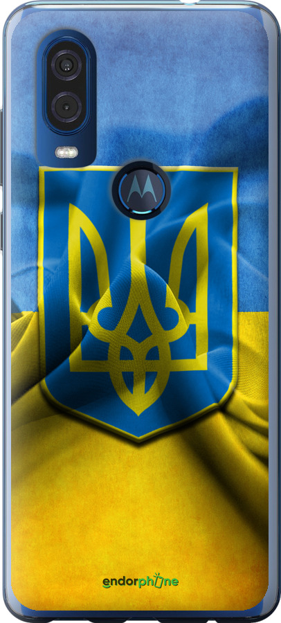 

Силіконовий чохол "Прапор та герб України" для Motorola One Vision, Блакитний