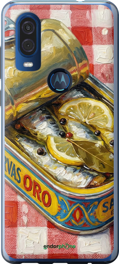 Силиконовый чехол Vintage Sardine Tin Phone для Motorola One Vision - 6772u-1782 изображение 