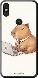 Силіконовий чехол Funny Capybara CEO Working для Motorola One - 6777u-1589 изображение 