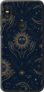 2D пластиковый чехол 'Celestial Harmony: Sun & Moon Gold Mystic Pattern' для Motorola One изображение 6