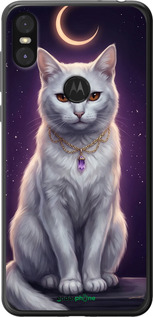2D пластиковый чехол Mystic White Cat Gothic Dark Purple Gold для Motorola One - 6805t-1589 изображение 