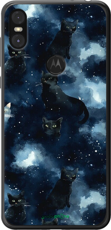 Силіконовий чехол Зображення котиків з темною аквареллю для Motorola One - 6521u-1589 изображение 