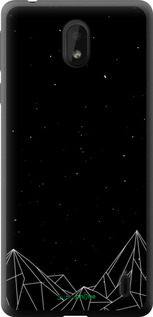 Силиконовый чехол Черно белые абстрактные горы для Nokia 1 Plus - 6437u-1677 изображение 