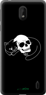 Силиконовый чехол С изображением кота и черепа для Nokia 1 Plus - 6491u-1677 изображение 