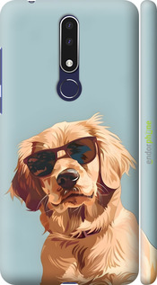 3D пластиковый матовый чехол Пес в очках для Nokia 3.1 Plus - 6381m-1607 изображение 