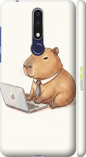3D пластиковый матовый чехол Funny Capybara CEO Working для Nokia 3.1 Plus - 6777m-1607 изображение 