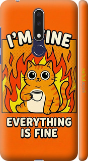 3D пластиковый матовый чехол Funny Cat для Nokia 3.1 Plus - 6786m-1607 изображение 