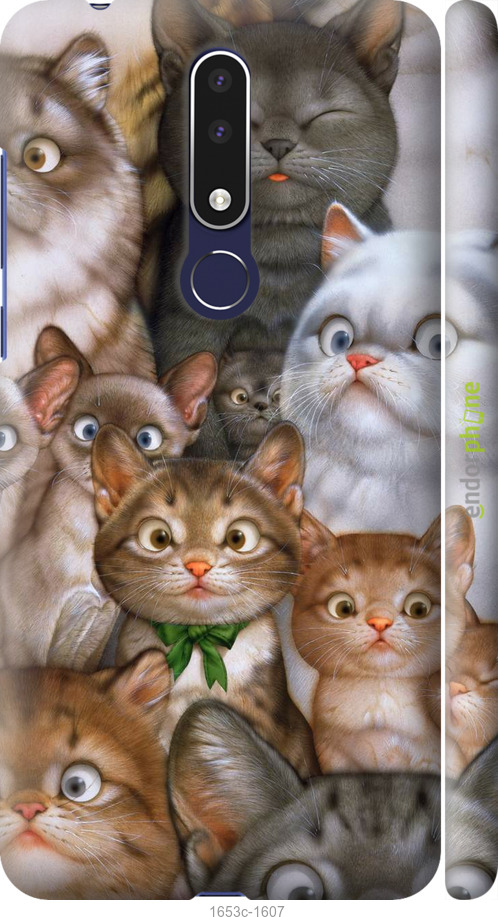 

3D пластиковий матовий чохол "Коти" для Nokia 3.1 Plus