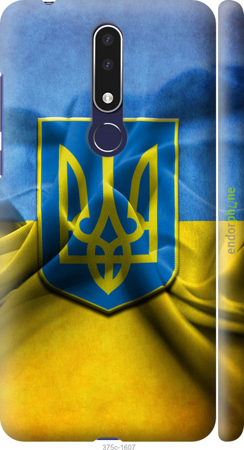 

3D пластиковий матовий чохол "Прапор та герб України" для Nokia 3.1 Plus, Блакитний