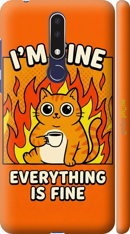 3D пластиковый матовый чехол Funny Cat для Nokia 3.1 Plus - 6786m-1607 изображение 