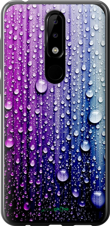 

2D пластиковий чохол "Краплини води" для Nokia 5.1 Plus, Синій