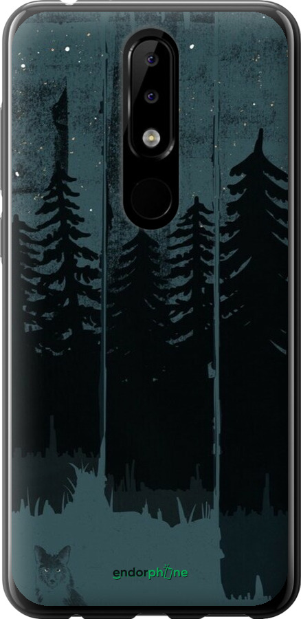 2D пластиковий чехол Лисиця та нічний ліс для Nokia 5.1 Plus - 6481t-1543 изображение 