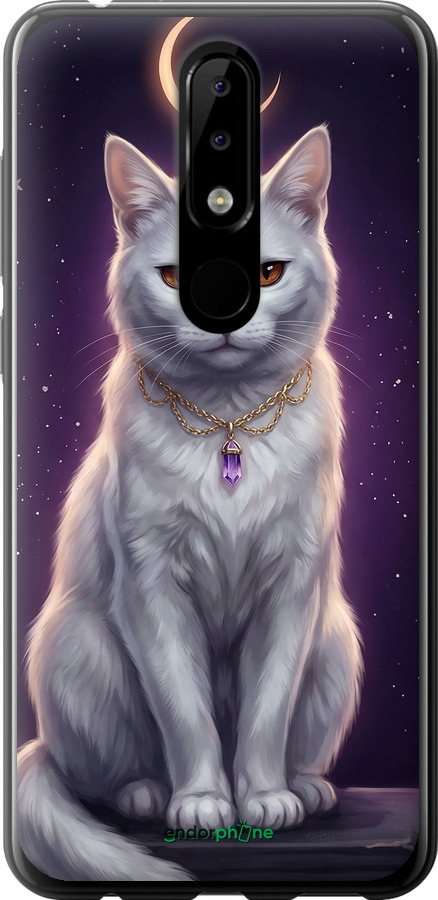 2D пластиковий чехол Mystic White Cat Gothic Dark Purple Gold для Nokia 5.1 Plus - 6805t-1543 изображение 