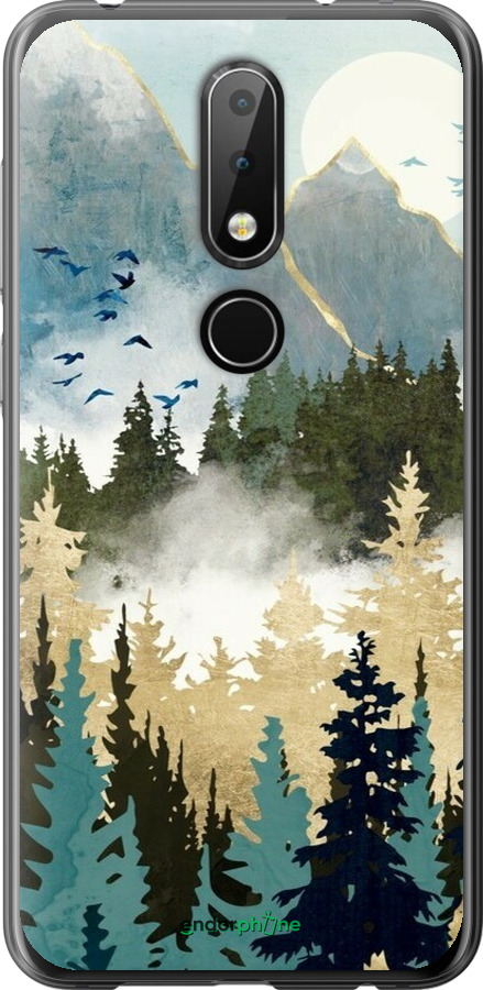 Силиконовый чехол С изображением лесного пейзажа для Nokia 6.1 Plus - 6548u-1539 изображение 