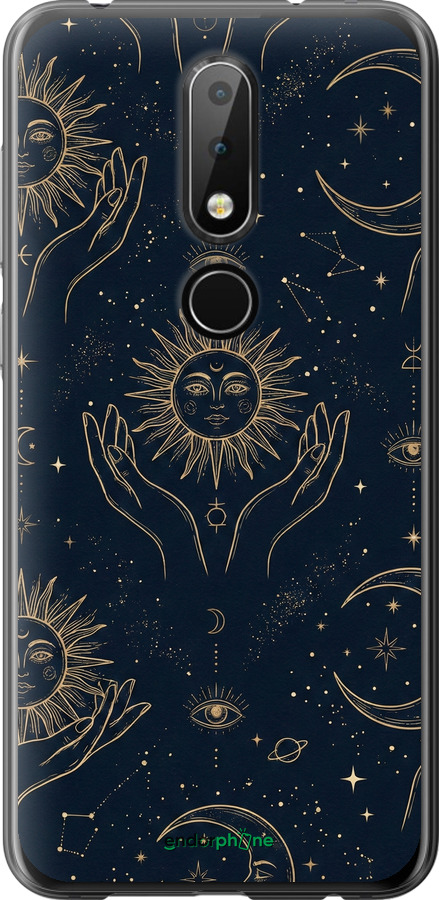 Силіконовий чехол Celestial Harmony: Sun & Moon Gold Mystic Pattern для Nokia 6.1 Plus - 6778u-1539 изображение 