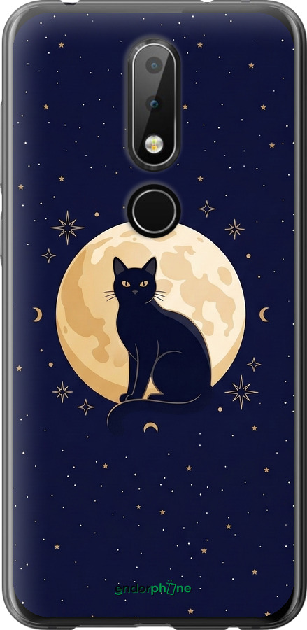 Силиконовый чехол Cute Cat Celestial/Witchy для Nokia 6.1 Plus - 6787u-1539 изображение 