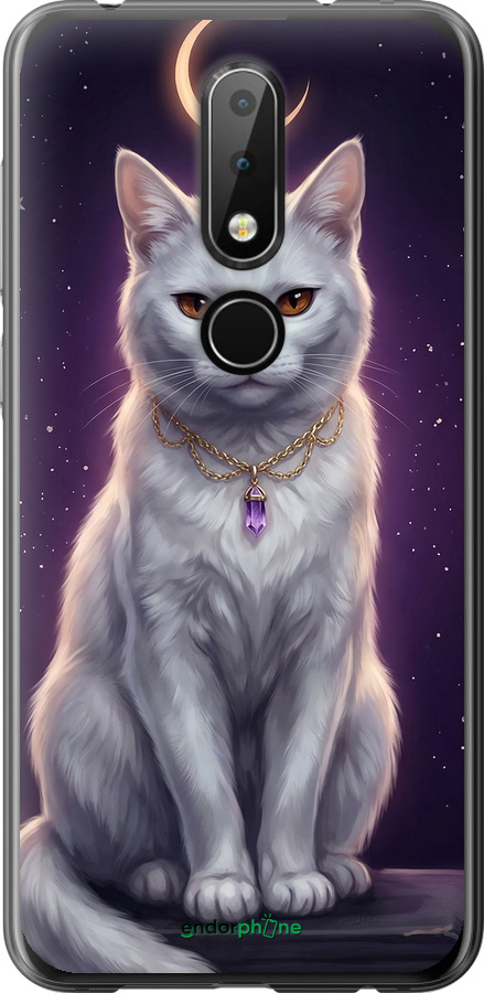 Силиконовый чехол Mystic White Cat Gothic Dark Purple Gold для Nokia 6.1 Plus - 6805u-1539 изображение 