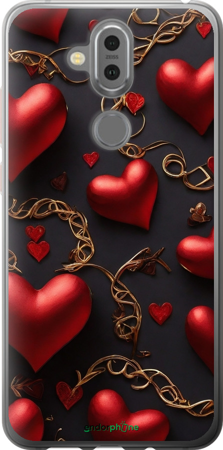 Силіконовий чехол Сердечки для Nokia 7.1 Plus - 5831u-1606 изображение 