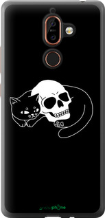 Силиконовый чехол С изображением кота и черепа для Nokia 7 Plus - 6491u-1354 изображение 