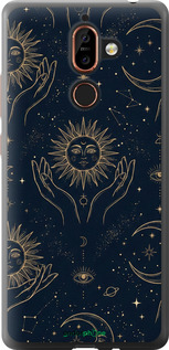 Силиконовый чехол Celestial Harmony: Sun & Moon Gold Mystic Pattern для Nokia 7 Plus - 6778u-1354 изображение 