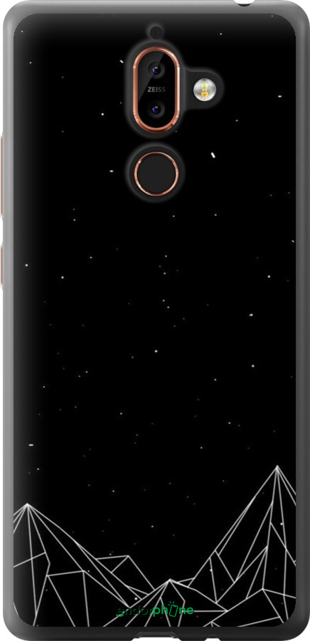 2D пластиковий чехол Чорно білі абстрактні гори для Nokia 7 Plus - 6437t-1354 изображение 