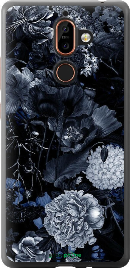 2D пластиковый чехол Абстрактный цветочный рисунок в синих тонах для Nokia 7 Plus - 6539t-1354 изображение 