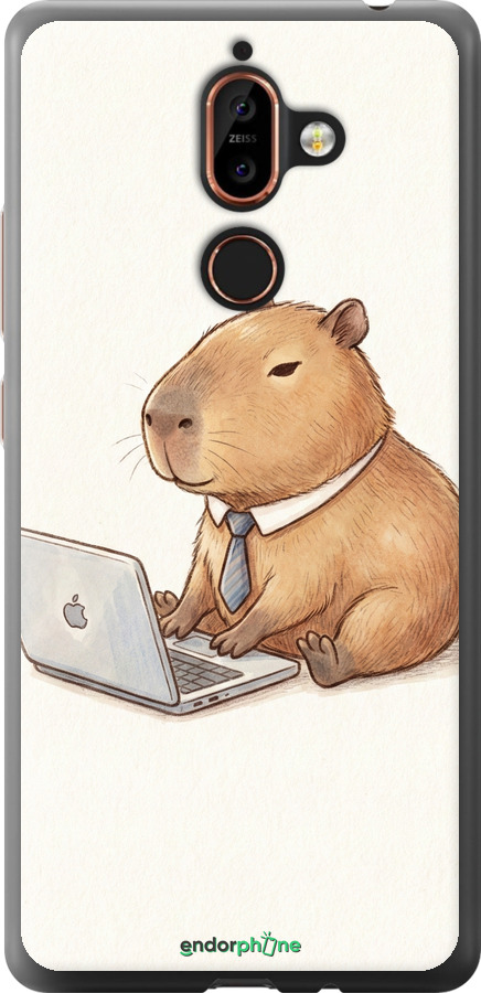 Силиконовый чехол Funny Capybara CEO Working для Nokia 7 Plus - 6777u-1354 изображение 