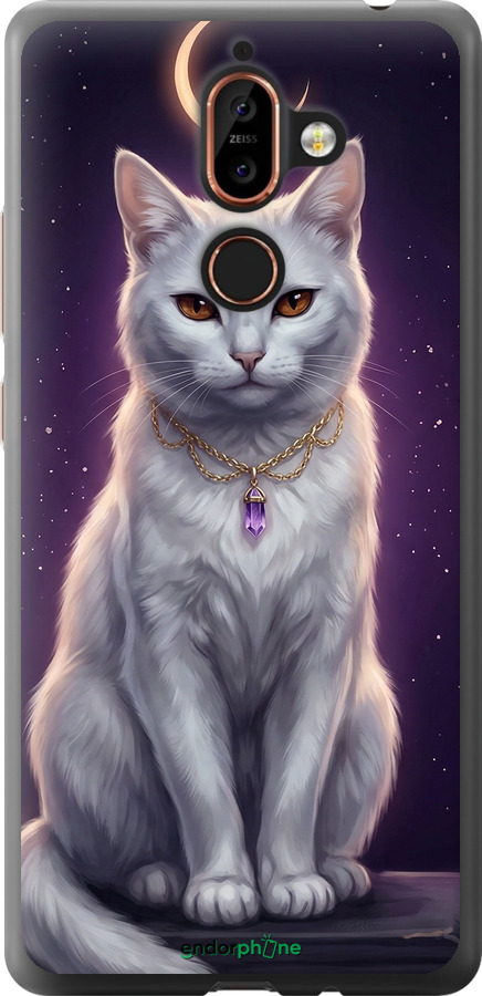 2D пластиковий чехол Mystic White Cat Gothic Dark Purple Gold для Nokia 7 Plus - 6805t-1354 изображение 