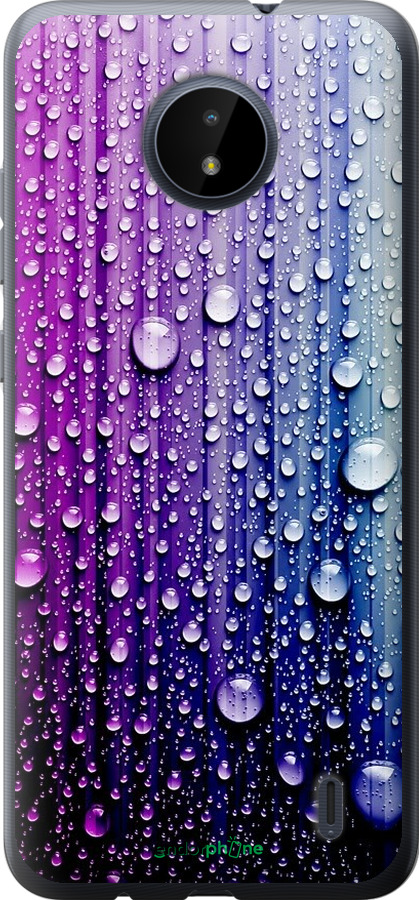 

2D пластиковий чохол "Краплини води" для Nokia C20, Синій