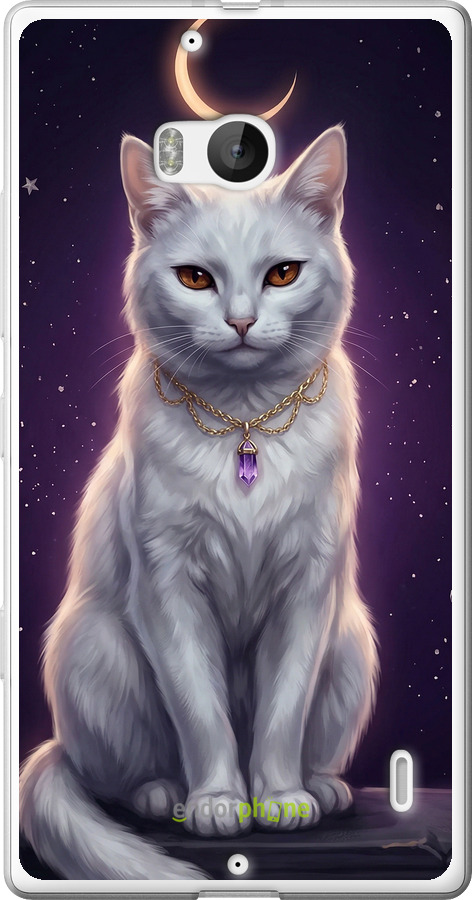 Силиконовый чехол Mystic White Cat Gothic Dark Purple Gold для Nokia Lumia 930 - 6805u-311 изображение 