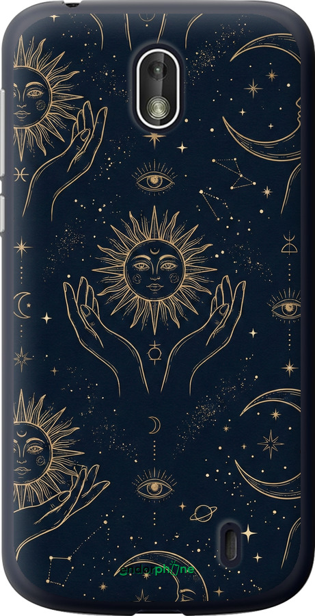 Силіконовий чехол Celestial Harmony: Sun & Moon Gold Mystic Pattern для Nokia 1 - 6778u-1373 изображение 