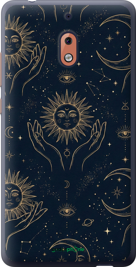 Силиконовый чехол Celestial Harmony: Sun & Moon Gold Mystic Pattern для Nokia 2.1 - 6778u-1532 изображение 