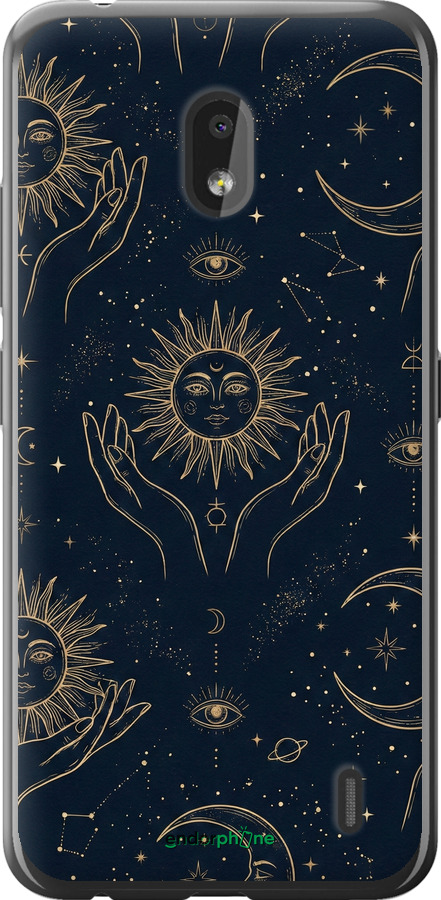 Силиконовый чехол Celestial Harmony: Sun & Moon Gold Mystic Pattern для Nokia 2.2 - 6778u-1706 изображение 