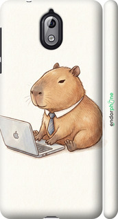 3D пластиковый матовый чехол 'Funny Capybara CEO Working' для Nokia 3.1 изображение 1