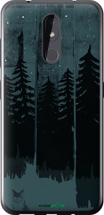 Силіконовий чехол Лисиця та нічний ліс для Nokia 3.2 - 6481u-1705 изображение 