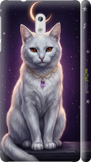 3D пластиковий матовий чехол Mystic White Cat Gothic Dark Purple Gold для Nokia 3 - 6805m-818 изображение 