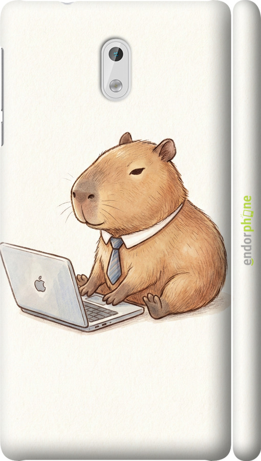 3D пластиковый матовый чехол Funny Capybara CEO Working для Nokia 3 - 6777m-818 изображение 