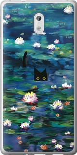 Силиконовый чехол Чехол с изображением водяных лилий Моне и кошек для Nokia 3 - 6399u-818 изображение 