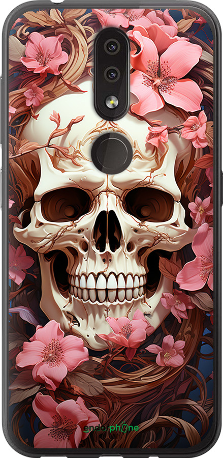 Силіконовий чехол Череп у рожевих квітах для Nokia 4.2 - 5965u-1680 изображение 