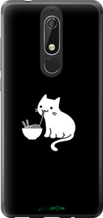 Силиконовый чехол С милым котом на черном фоне для Nokia 5.1 - 6528u-1529 изображение 