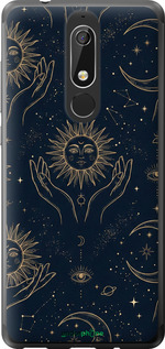 Силіконовий чехол Celestial Harmony: Sun & Moon Gold Mystic Pattern для Nokia 5.1 - 6778u-1529 изображение 