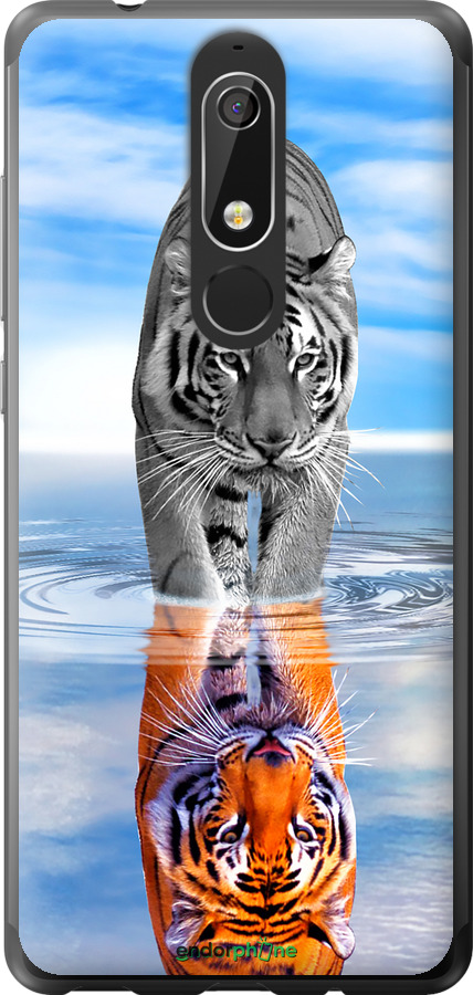 Силиконовый чехол Тигр для Nokia 5.1 - 6016u-1529 изображение 