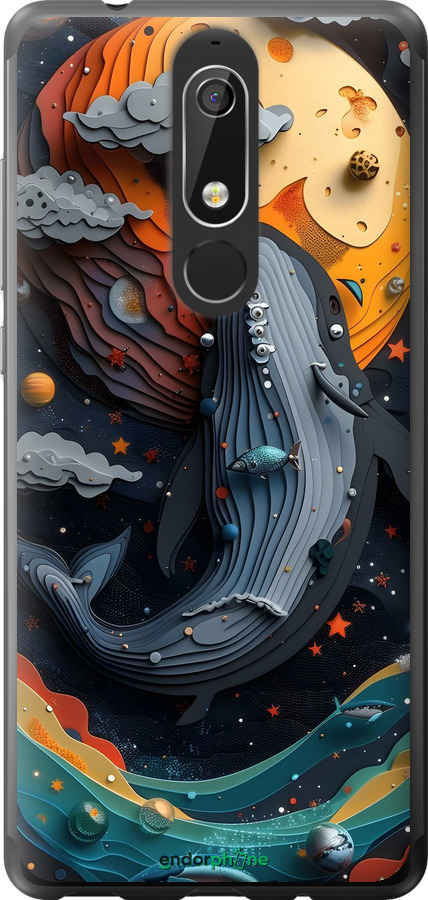 Силіконовий чехол Кит у космосі для Nokia 5.1 - 6328u-1529 изображение 