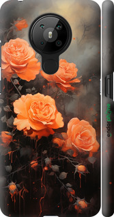 3D пластиковый матовый чехол Оранжевые розы для Nokia 5.3 - 5944m-2102 изображение 