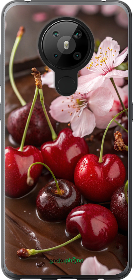 Силиконовый чехол Вишня в шоколаде для Nokia 5.3 - 6698u-2102 изображение 