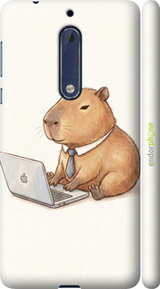 3D пластиковый матовый чехол 'Funny Capybara CEO Working' для Nokia 5 изображение 1