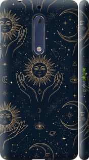 3D пластиковый матовый чехол 'Celestial Harmony: Sun & Moon Gold Mystic Pattern' для Nokia 5 изображение 5