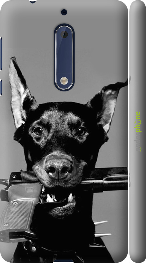 

3D-muovi matta cover "Dobermanni" for Nokia 5, Harmaa